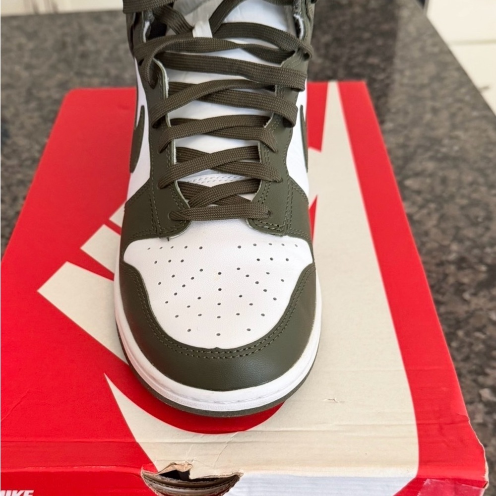 Nike Olive Green and White High Top Sneaker